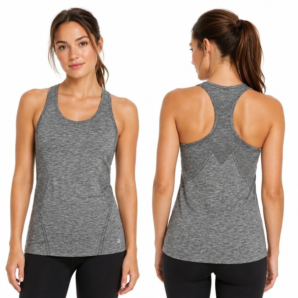 Victoria's Secret VSX Tank Women's Large Sport Gray Space Dye Racerback Mesh Top